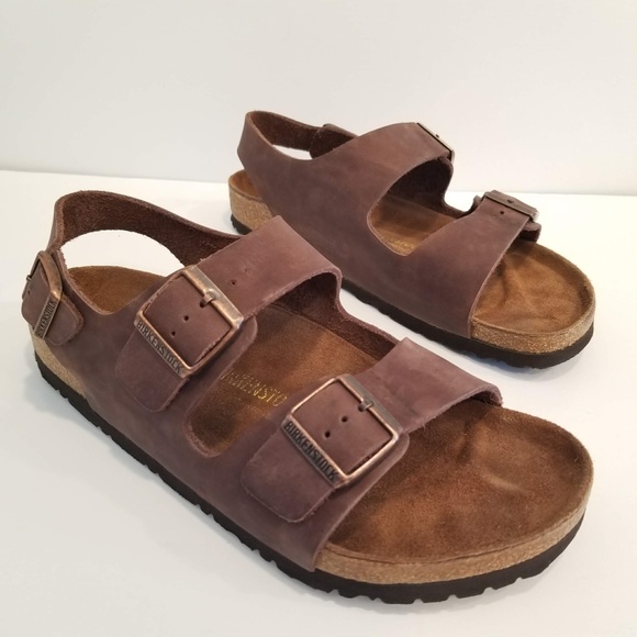 Birkenstock Other - Birkenstock Milano Men's Brown Leather Sandals Buckle Straps Shoes Size 43 US 10